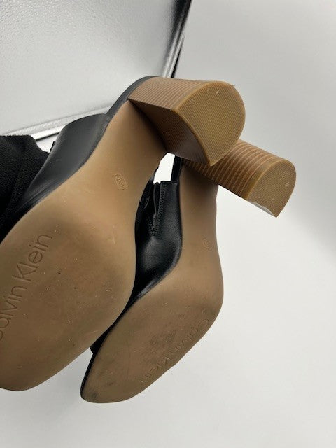 Calvin Klein Women's Jotie Block Heel Dress Sandals Black, Size 8m, pre-owned