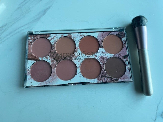 Miss Rose 8 Colors Blush Palette Natural Matte Long Lasting Makeup w/ Brush NEW