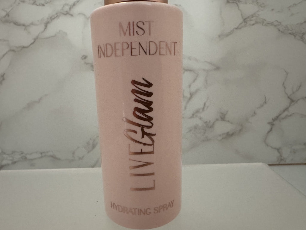 Live Glam Mist Independent Hydrating Spray 3.38 Oz. Face Glow, NWOB, No Cap