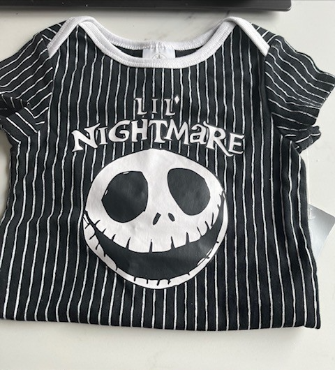 Disney Store Jack Skellington Nightmare Before Christmas Baby Bodysuit 18-24 mo.