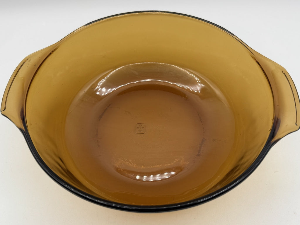Anchor Hocking Harvest Amber Glass Brown Round Casserole w/Lid, 1.5 QT. Pre-own