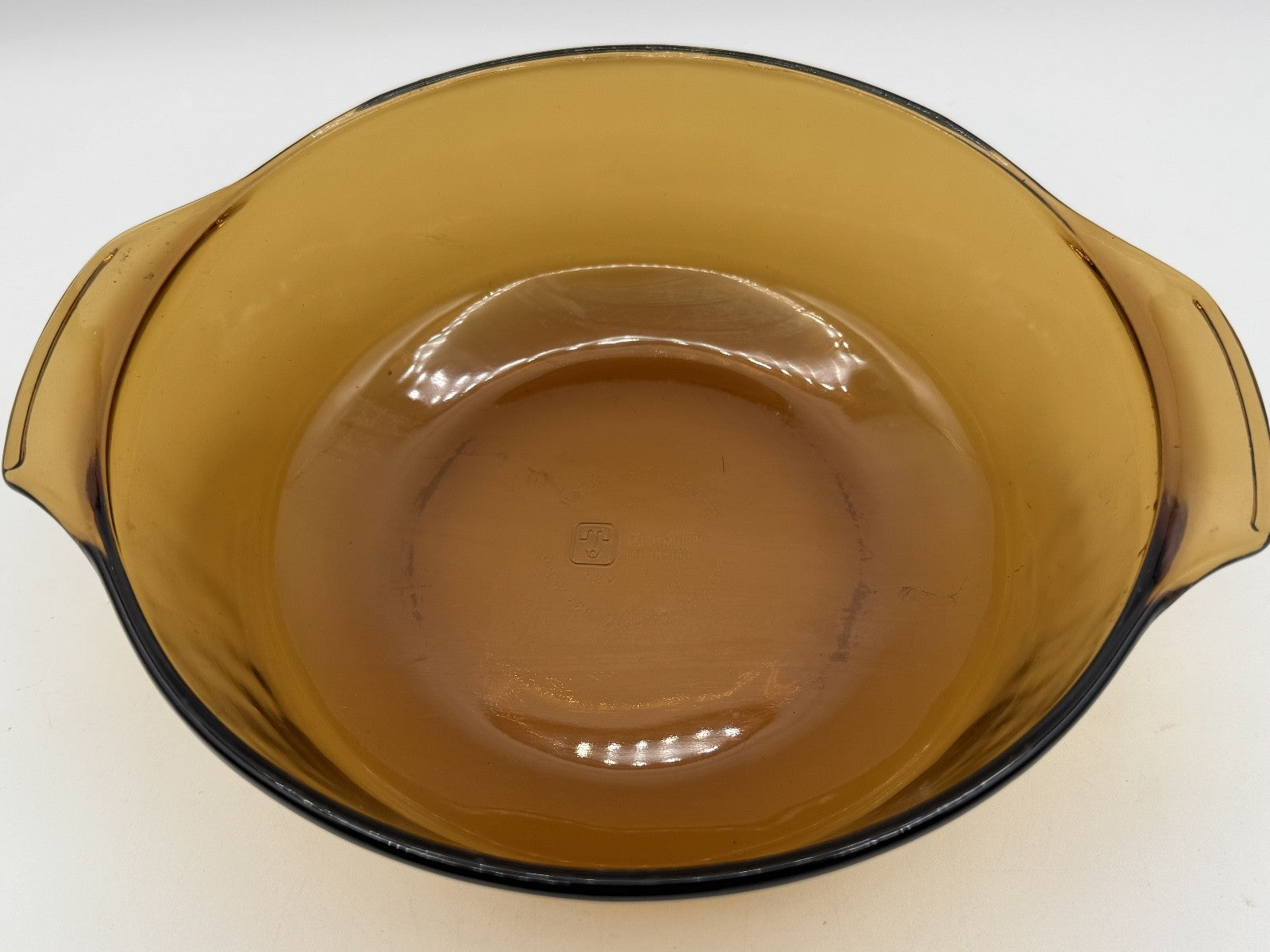 Anchor Hocking Harvest Amber Glass Brown Round Casserole w/Lid, 1.5 QT. Pre-own