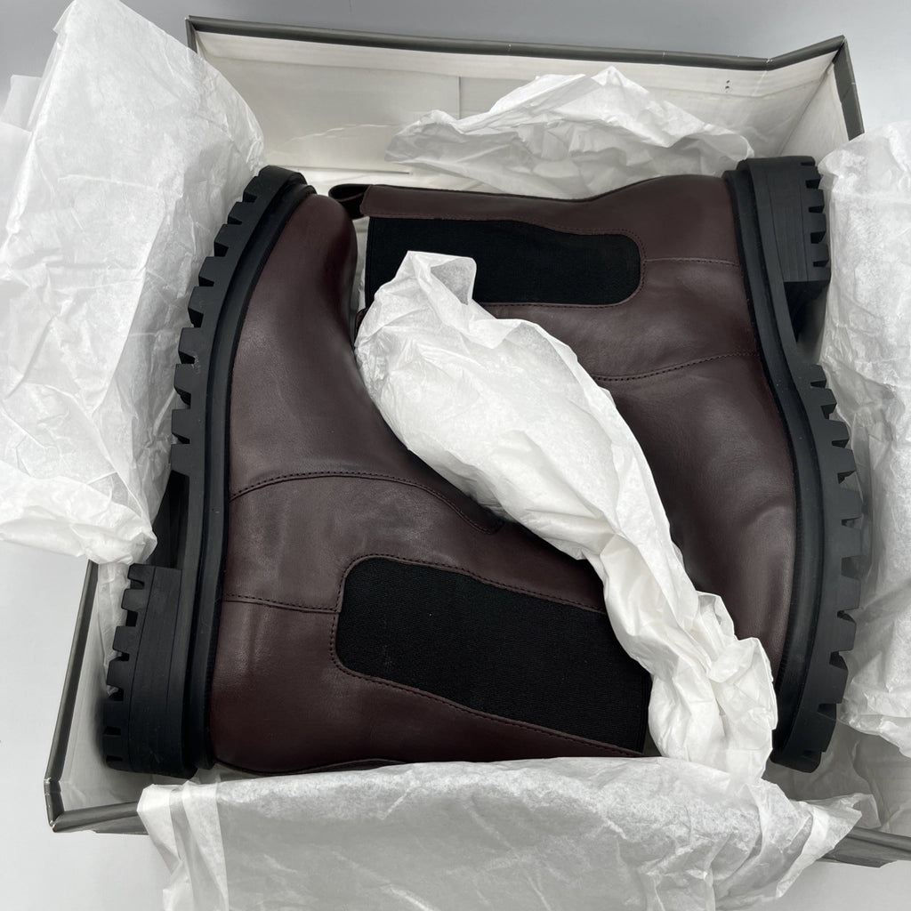 Arezzo Bota Salto Baixo Couros Atanado Soft Grape Brown Leather NIB Size 7.5 003