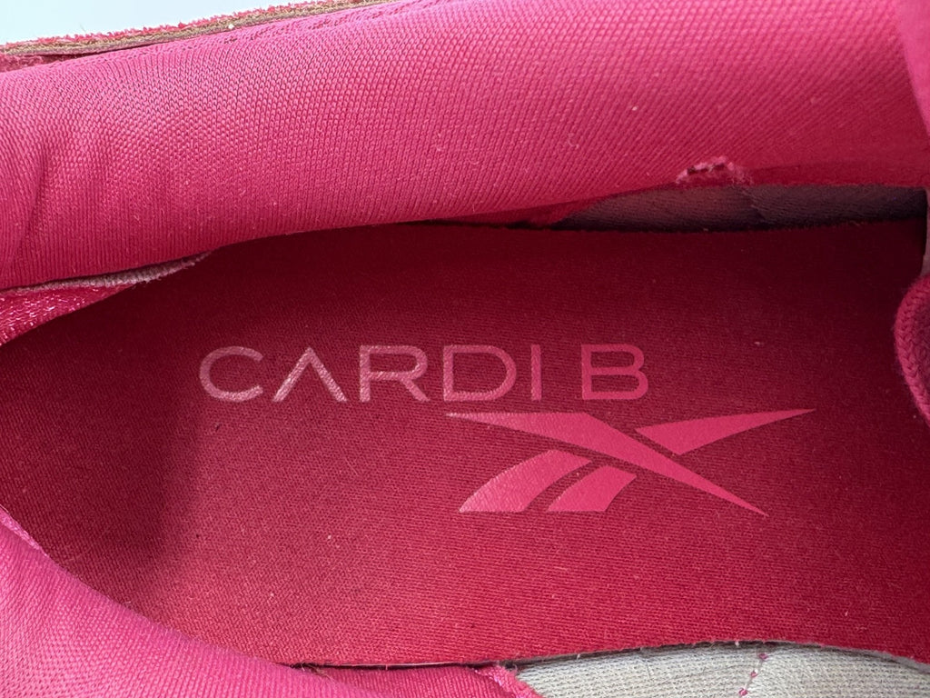 Reebok x Cardi B Classic Leather v2 Shoes Womens Size 8.5 Pink Athletic Trainers