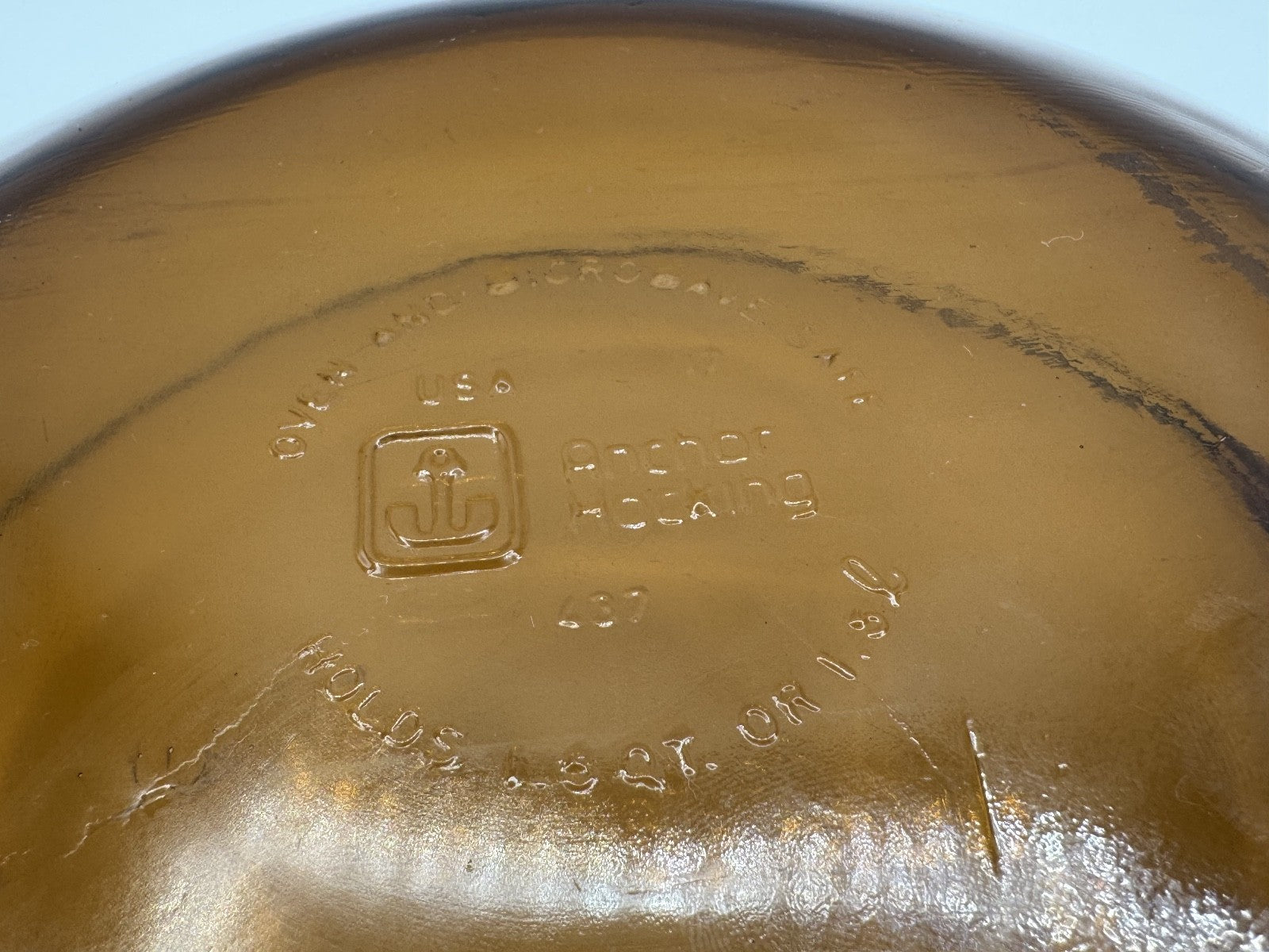 Anchor Hocking Harvest Amber Glass Brown Round Casserole w/Lid, 1.5 QT. Pre-own