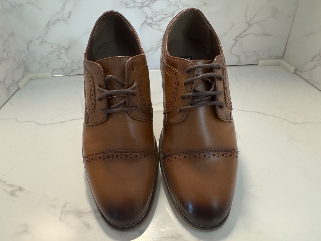 Stacy Adams Boys Brown Leather Cap Toe Oxford Dickinson Dress Shoes Size 3M, Pre