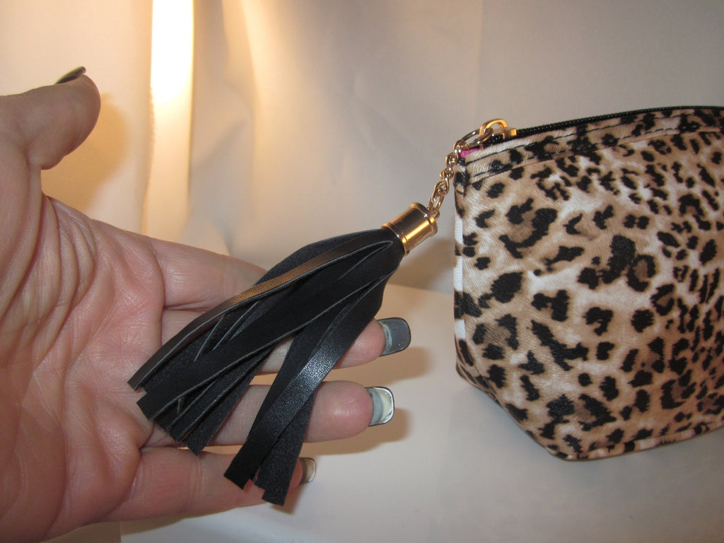 Luminess Air 11x7 Leopard Print Canvas Coated Pouch Makeup Foundation Travel bag