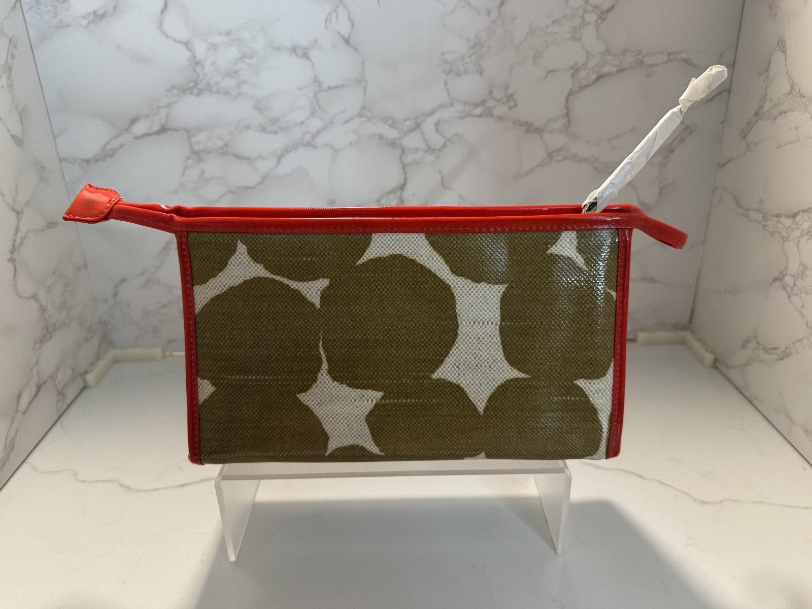 KATE SPADE Medium Heddy Cosmetic Pouch Biege Cow Print Handbag/Makeup Bag, NWOT