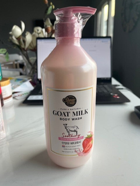 Shower Mate Goat Milk Body Wash Soothing w/Strawberry Herb-Pure Complex 27.05 oz