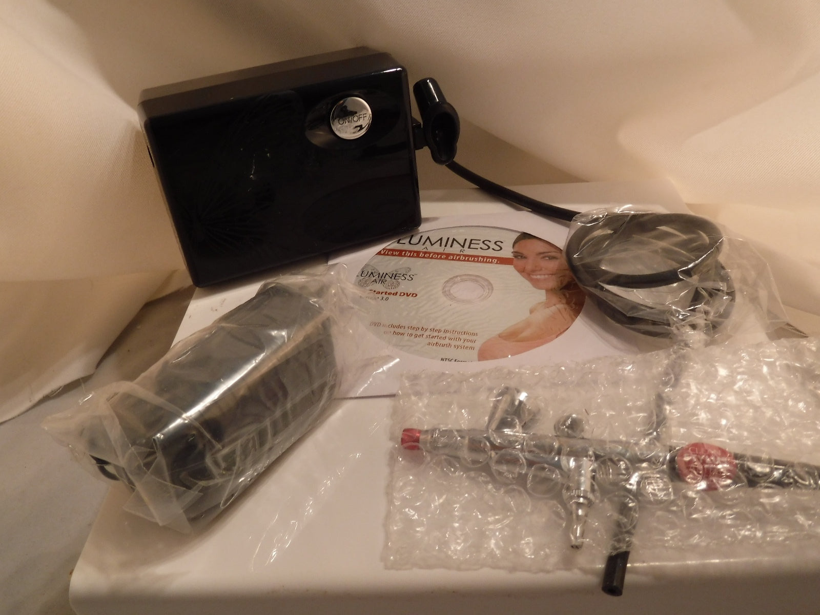Air Airbrush System  Luminess 3 Speed PRO Compressor &No drip Stylus NO MAKEUP