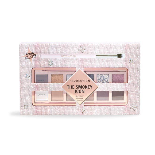 New BH Revolution London Makeup Smokey Icon 12 color Eye Shadow w/Brush Gift Set