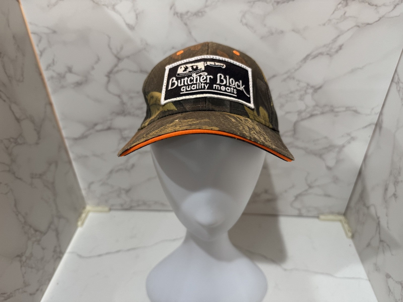 Butcher Block Quality Meats Camouflage Trucker Hat, Unisex, Adjustable, One Size