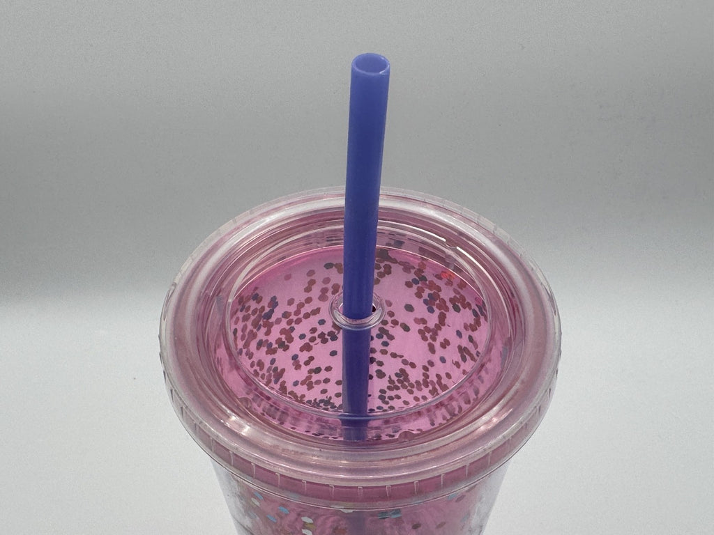 Born to Sparkle Girls Pink Multicolor Glitter 24oz Tumbler, w/ Straw Summer NEW