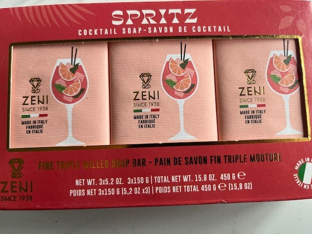 ZENI since 1938 Cocktail Soap SPRITZ Triple Milled ITALIAN 3 bars 5.2 oz each