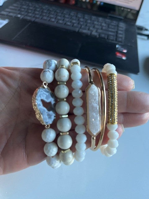 Yomisa 6PCS Natural Boho Beaded Bracelets/Bangle for Women Men,Healing