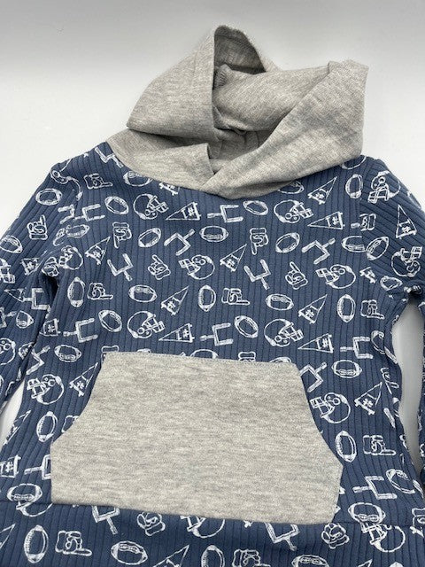 Chick Pea/ Easy Peasy 18M Baby Boy 2 pc. Outfit Hoodie Short Set, Football Print