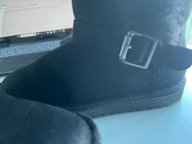 The Childrens Place Girls Buckle Faux Fur Chalet Boots Black Youth Girls Size 13
