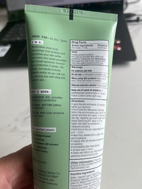 Versed Total Package Replenishing Body Lotion Mineral SPF 30 Non-Greasy 10/25