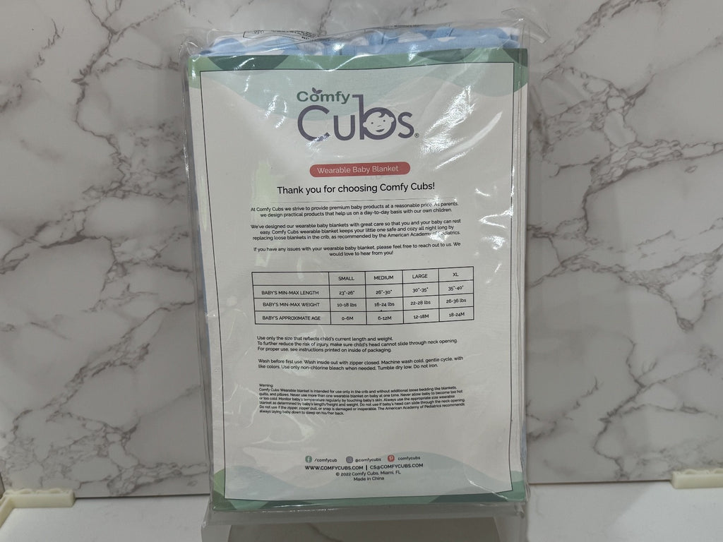 Comfy Cubs Sleepsack Wearable Blankets Blue & White 2PC Baby Blanket 18-24 Month