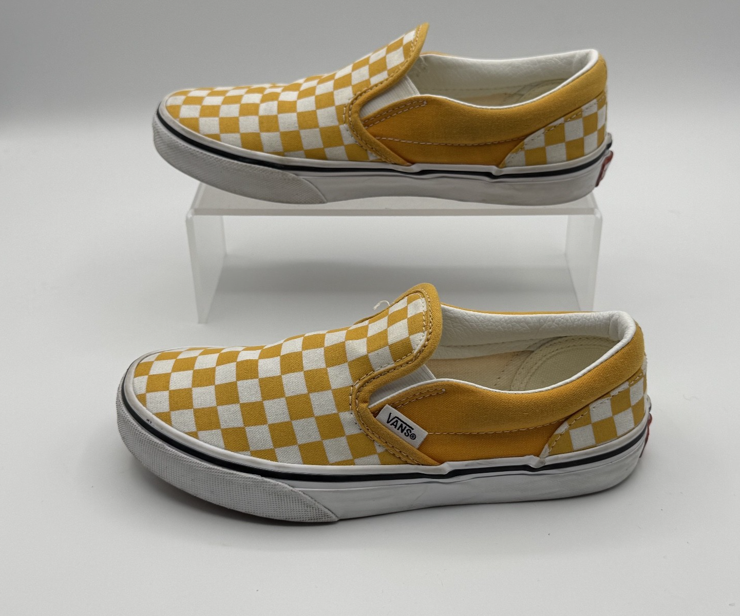 Vans Slip-On Kids Size 3 Checkerboard Yellow, Pre-owned, Excellent