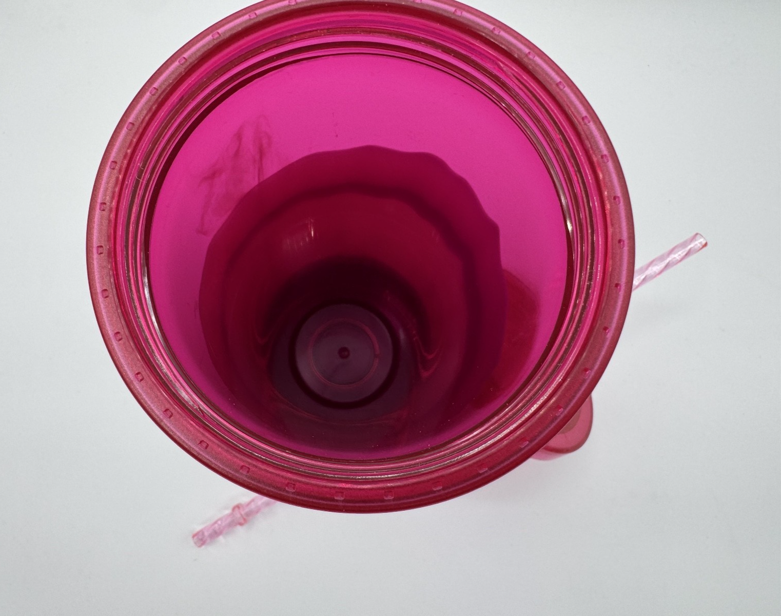 Pink Red White Purple 24 oz Tumbler, See Through w/ New Straw, Pre-owned, Excell