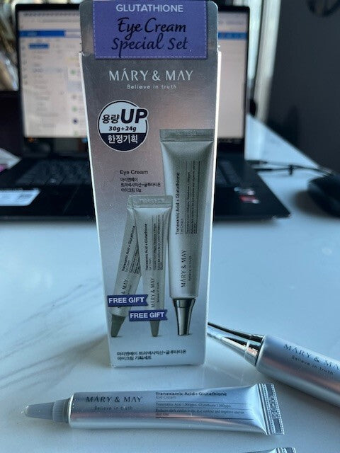 Mary & May Tranexamic, Glutathione 3pc. Eye Cream Special Set (30g/1pc +12g) NIB