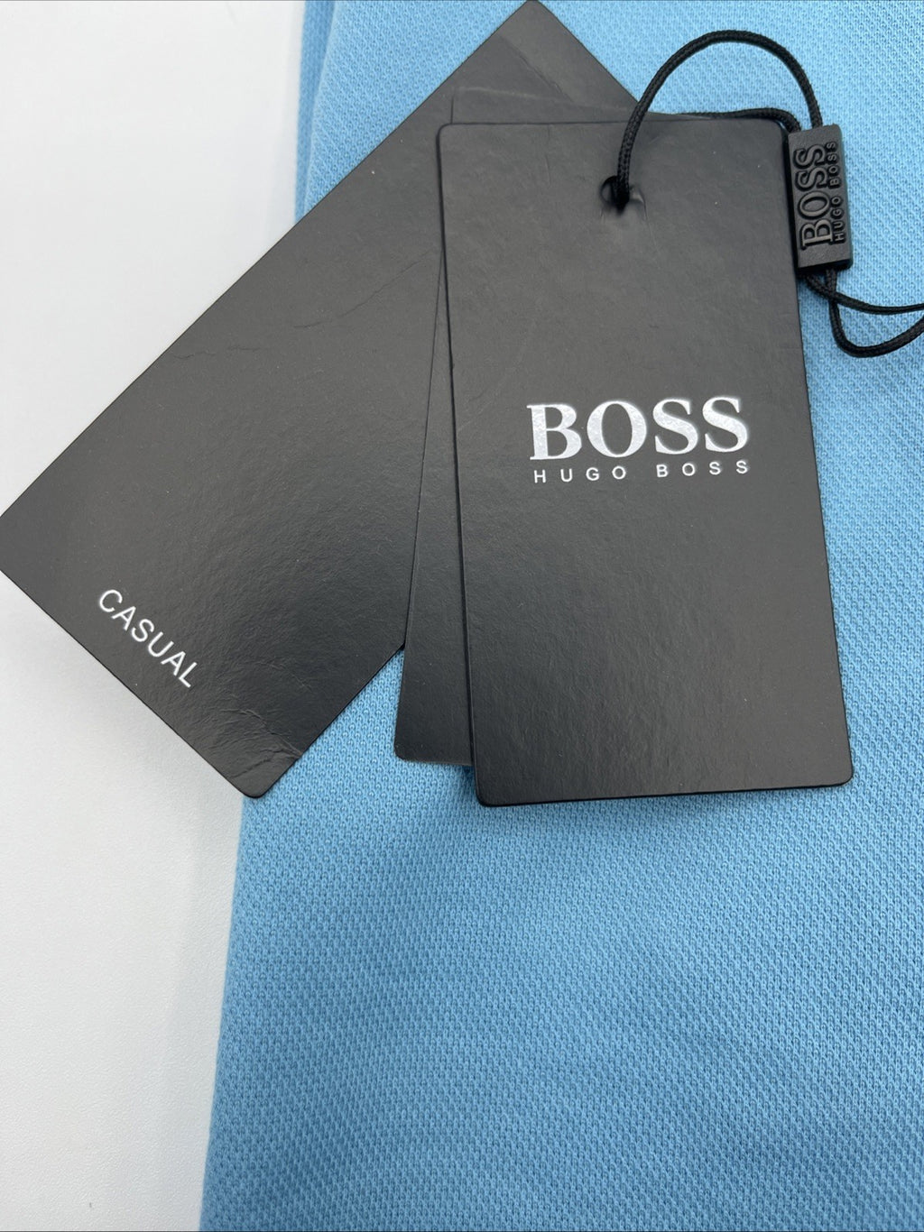 Authentic Hugo Boss Polo Shirt Slim Fit Light Blue / Blue Logo / Size XXL, NWT