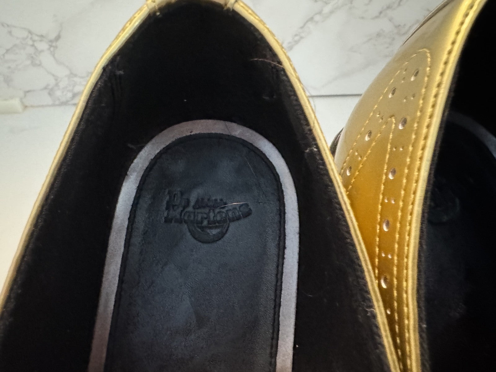 Doc Martens Gastby Polina Wingtip Oxfords Air Cushion Gold & Platinum Size 11