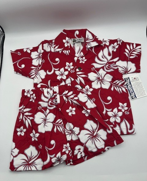 Aloha Republic Toddler Boy Tropical 2 pc. Shirt Short Set Red Floral Size 1T NWT
