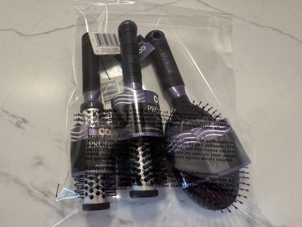 Conair Salon Results Professional Brush 3 Piece Set - All Hair Styles, Round New