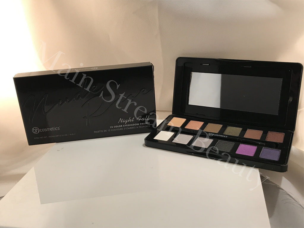 BH Cosmetics Nude Rose Night Fall 12 Color Eyeshadow Palette+Brush+Beauty Sponge