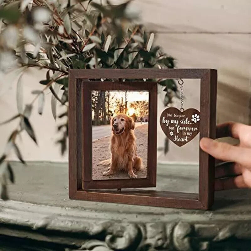 Pet Memorial Gifts for Dogs Cats Rotating Wooden Picture Frame for 4X6 Photo NEW