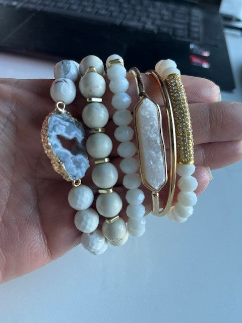 Yomisa 6PCS Natural Boho Beaded Bracelets/Bangle for Women Men,Healing