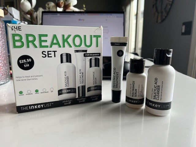 The INKEY List The Breakout 3-Pc Set Acne Skin Acid Treatment Cleanser Serum NIB