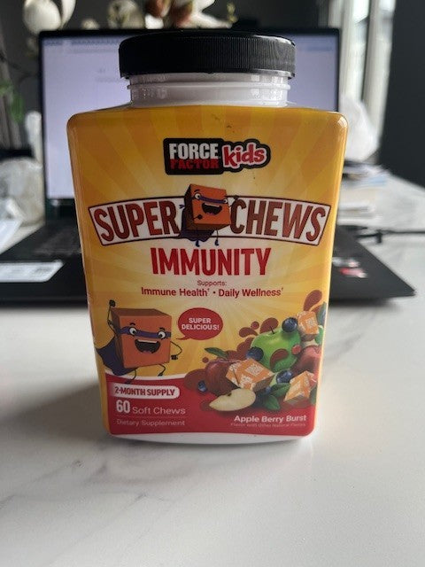 Force Factor Kids Super Chews Immune Support 60 APPLE BERRY BURST 04/26 SEALED