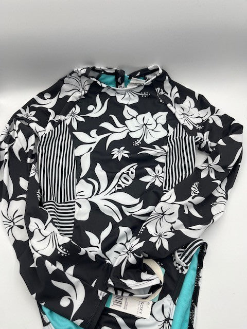 Roxy Girl One Piece Size 16/XL Swimwear Long Sleeve Multicolor Swimsuit,Blk. NWT