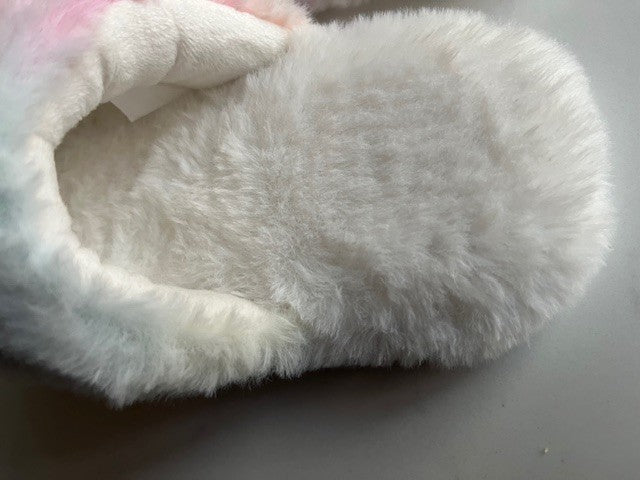 The Children's Place Girls White Pink/Blue Unicorn Slipper Slip on YOUTH 12-13