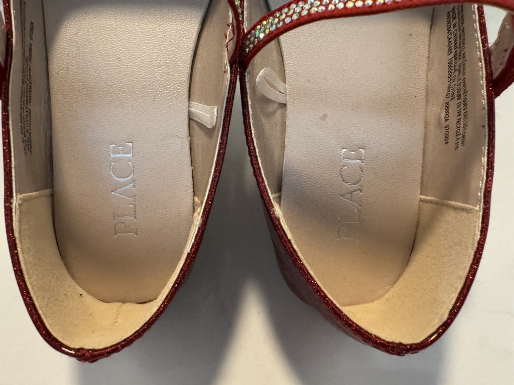 The Children’s Place Girls Red Glitter Ballet Flats, Red, Size 13