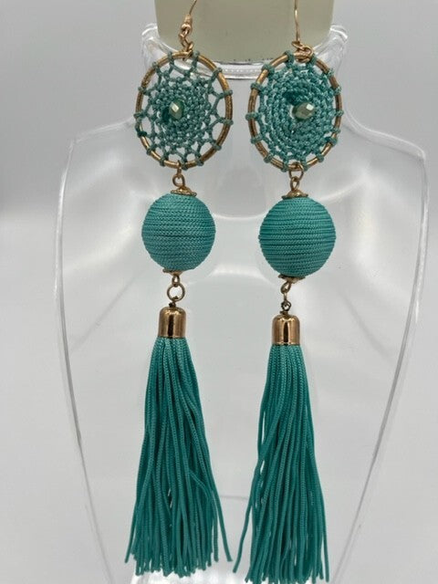 Mia Collection Costume Jewelry Womens Tassel Earrings Turquoise Blue Free Ship