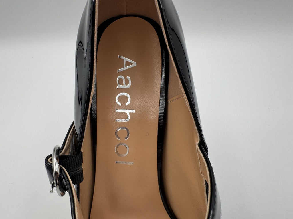 Aachcol Women's Pump Stiletto Heels Black Leather, Mary Jane w/ Buckle Sz 10 NIB