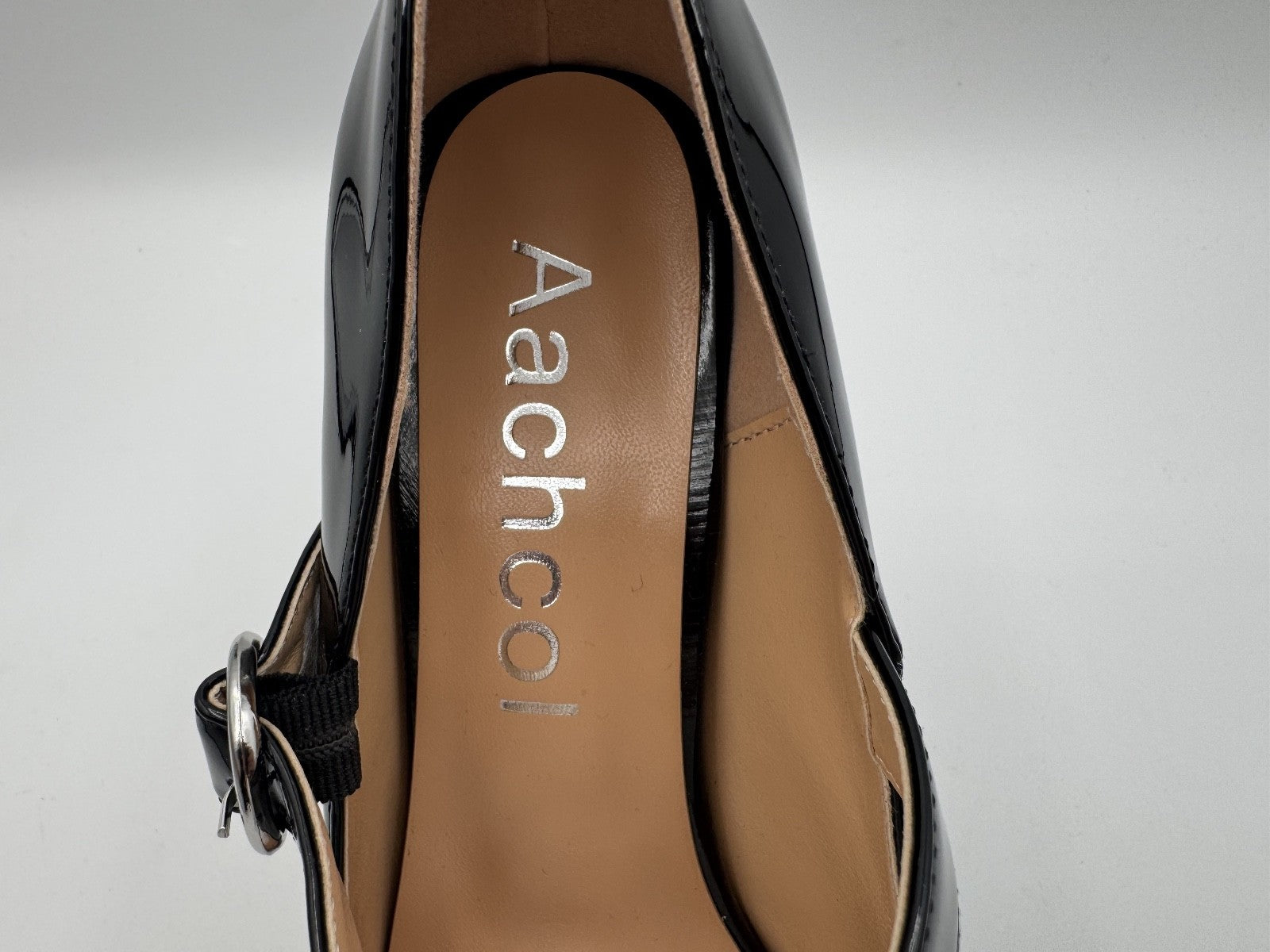 Aachcol Women's Pump Stiletto Heels Black Leather, Mary Jane w/ Buckle Sz 10 NIB