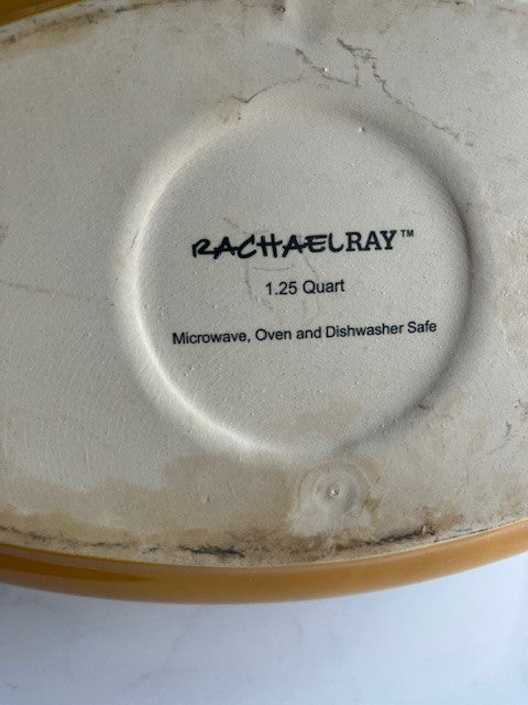 Rachel Ray Casserole Oval 1.25 Qt Golden Yellow Bakeware Stoneware Cassic w/hand