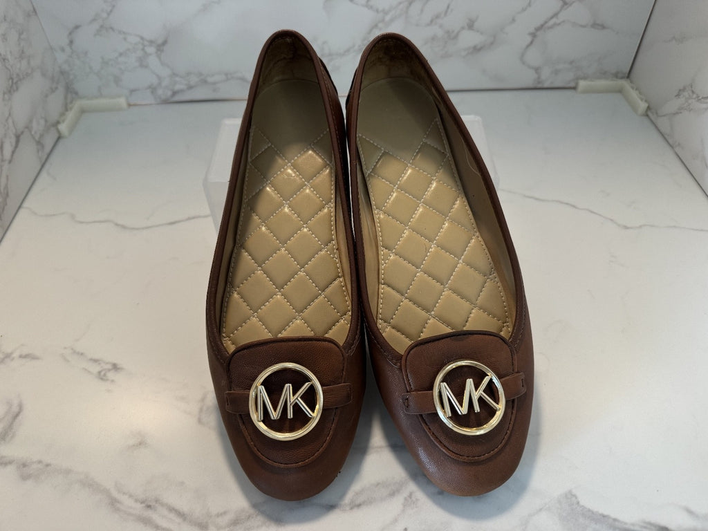 MICHAEL KORS Lillie Moccasin Luggage Brown Flats Ballet Shoes Women's 9.5