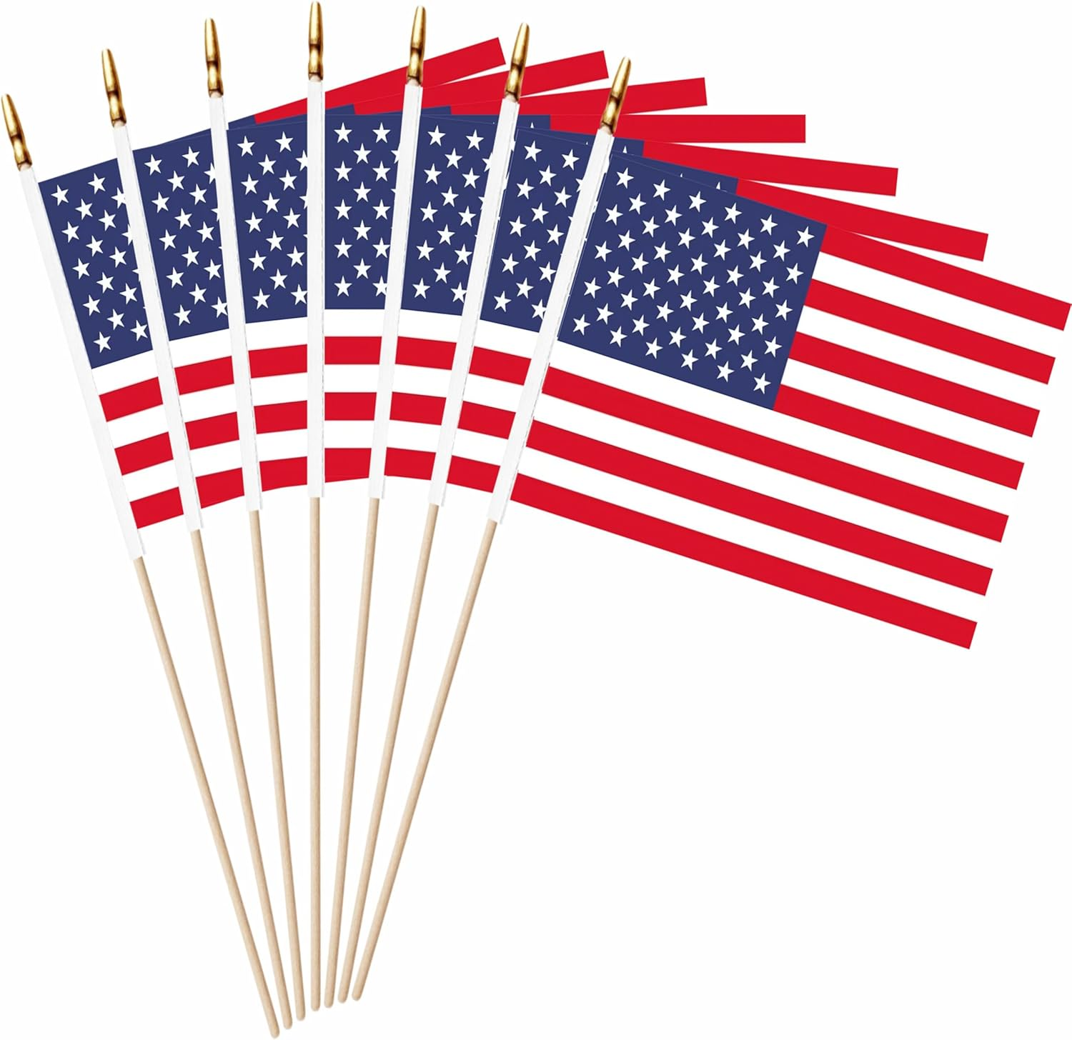 25 Pack Small Mini American Flag on Wooden Stick Miniature Handheld US USA Flags