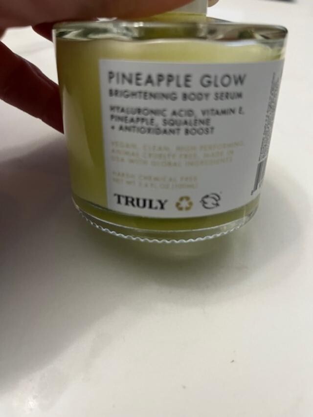 Truly Pineapple Glow Brightening Facial Body Serum 3.4 oz Vegan Hyaluronic Acid