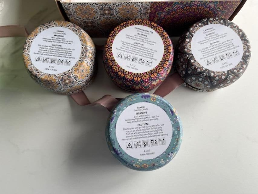 NEW Enjoy Your Life Gift Set of 4 Scented Candles Aromatherapy,100% Soy Wax NIB