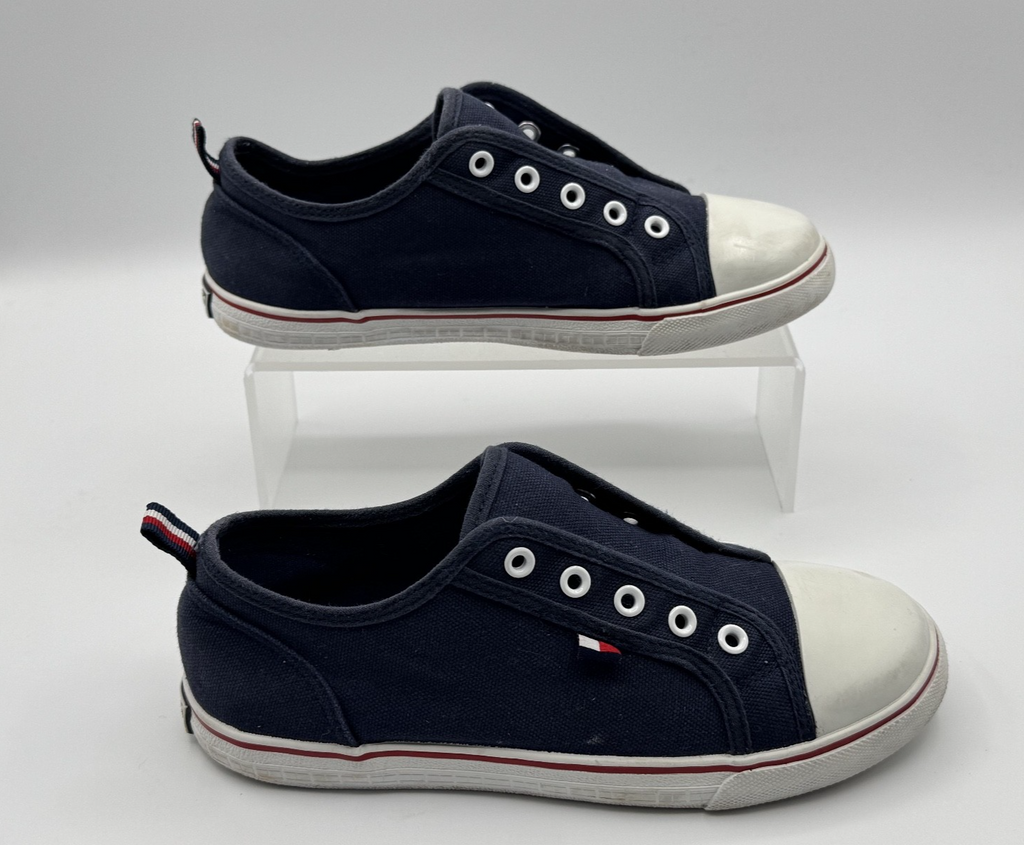 Tommy Hilfiger Boys Kids Laceless Slip on Sneakers Shoes Navy Blue Size 3, Pre