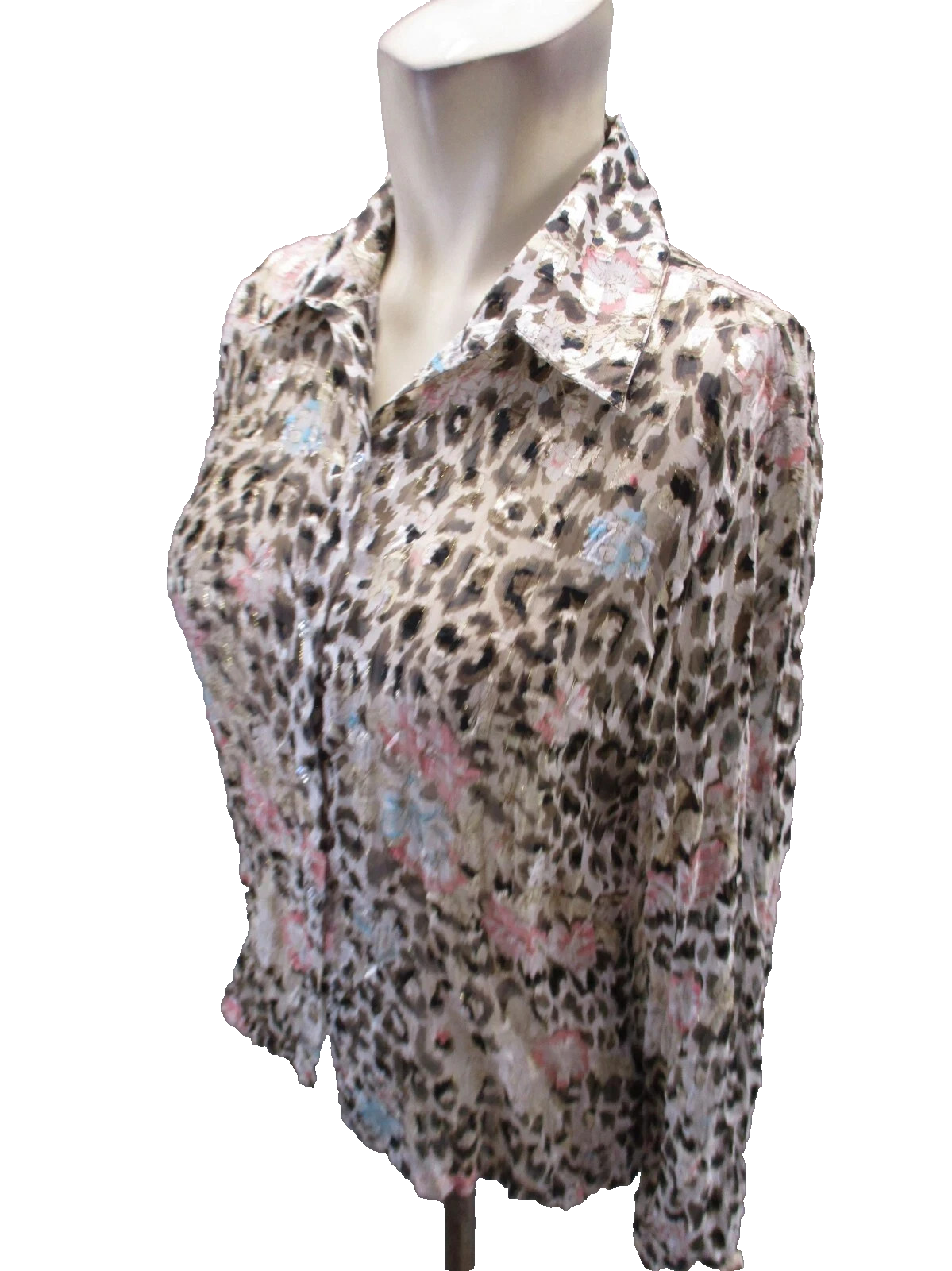 Ashley Stewart Plus Women's LIGHTWEIGHT Leopard ANIMAL PRINT Blouse 2XL Pre-own