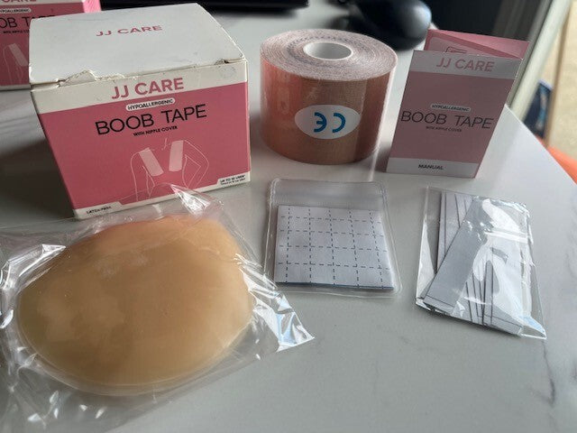JJ Care Boob Tape with Nipple Cover- Hypoallergenic, Latex-free, 10 USES, NEW