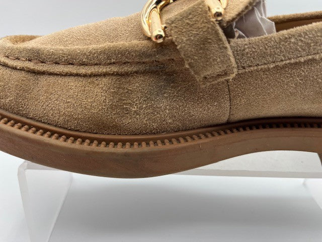 Steve Madden Kalon Tan Suede Loafer Woman's Size 8M, Slip-on w/Chain, Pre-owned